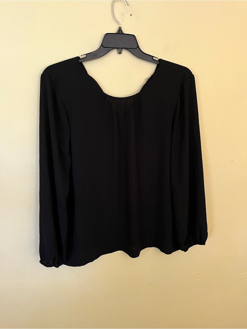 J. Crew Black Long-Sleeve Scoop-Neck Blouse